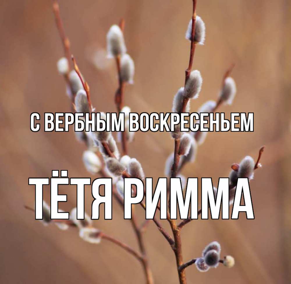 Открытка на каждый день с именем, Тётя-Римма С вербным воскресеньем верба Прикольная открытка с пожеланием онлайн скачать бесплатно 