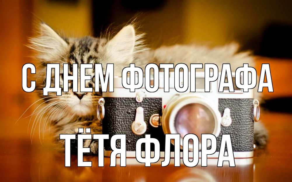 Открытка на каждый день с именем, Тётя-Флора С днем фотографа с днем фотографа Прикольная открытка с пожеланием онлайн скачать бесплатно 