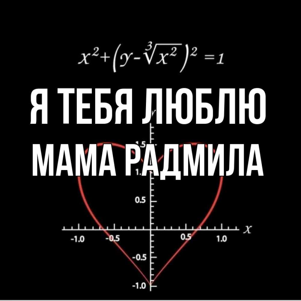 Открытка на каждый день с именем, Мама-Радмила Я тебя люблю сердечная формула Прикольная открытка с пожеланием онлайн скачать бесплатно 