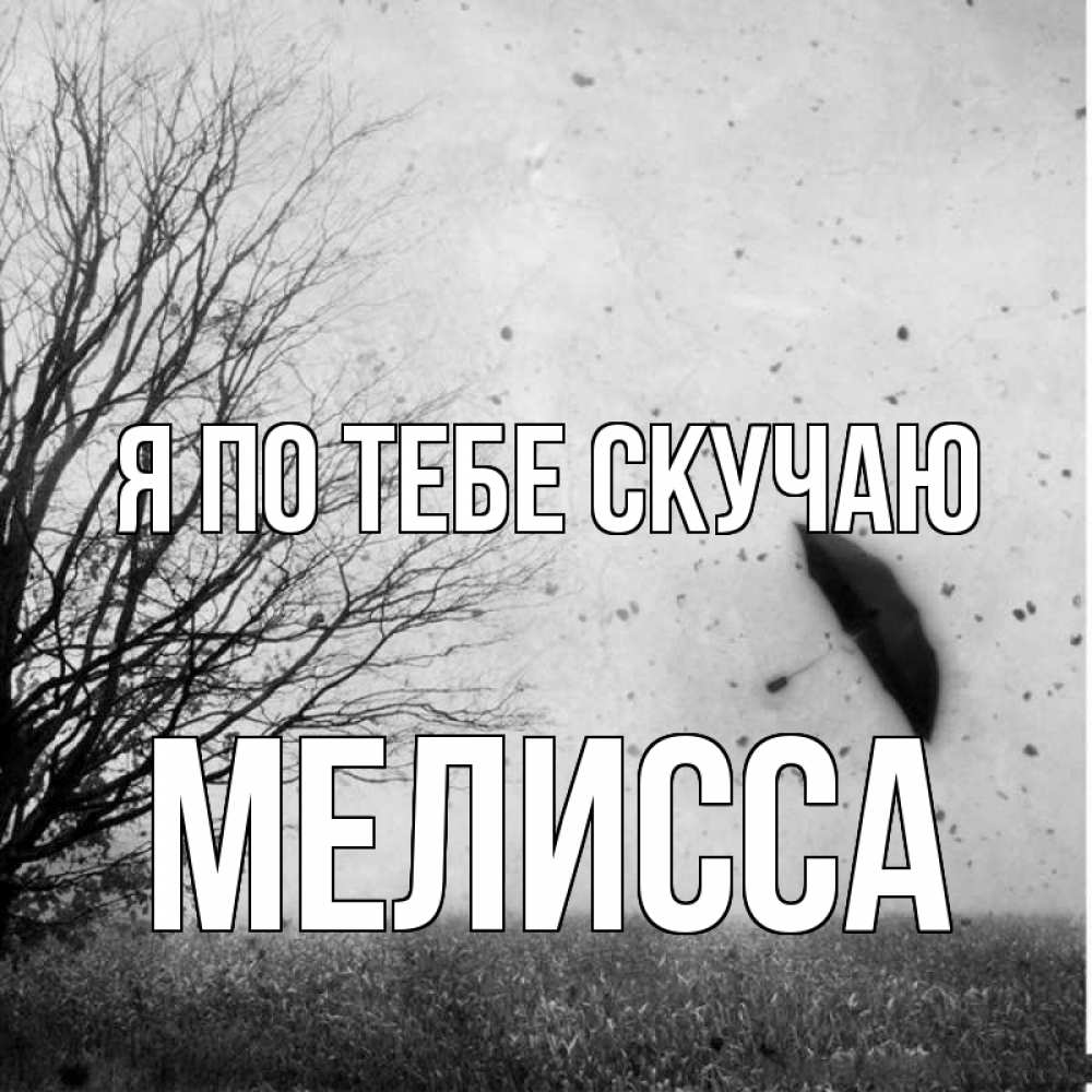 Открытка на каждый день с именем, Мелисса Я по тебе скучаю зонт летит Прикольная открытка с пожеланием онлайн скачать бесплатно 