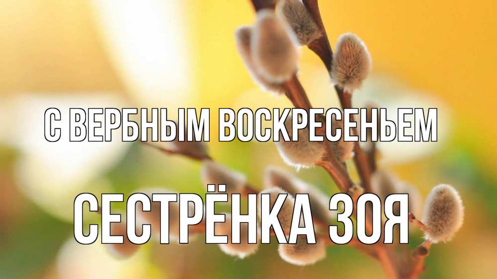 Открытка на каждый день с именем, Сестрёнка-Зоя С вербным воскресеньем верба 1 Прикольная открытка с пожеланием онлайн скачать бесплатно 