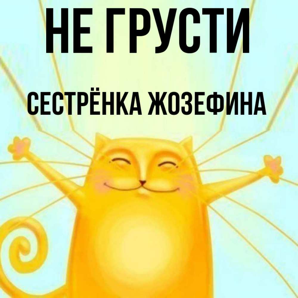Открытка на каждый день с именем, Сестрёнка-Жозефина Не грусти обнимашки усатые Прикольная открытка с пожеланием онлайн скачать бесплатно 