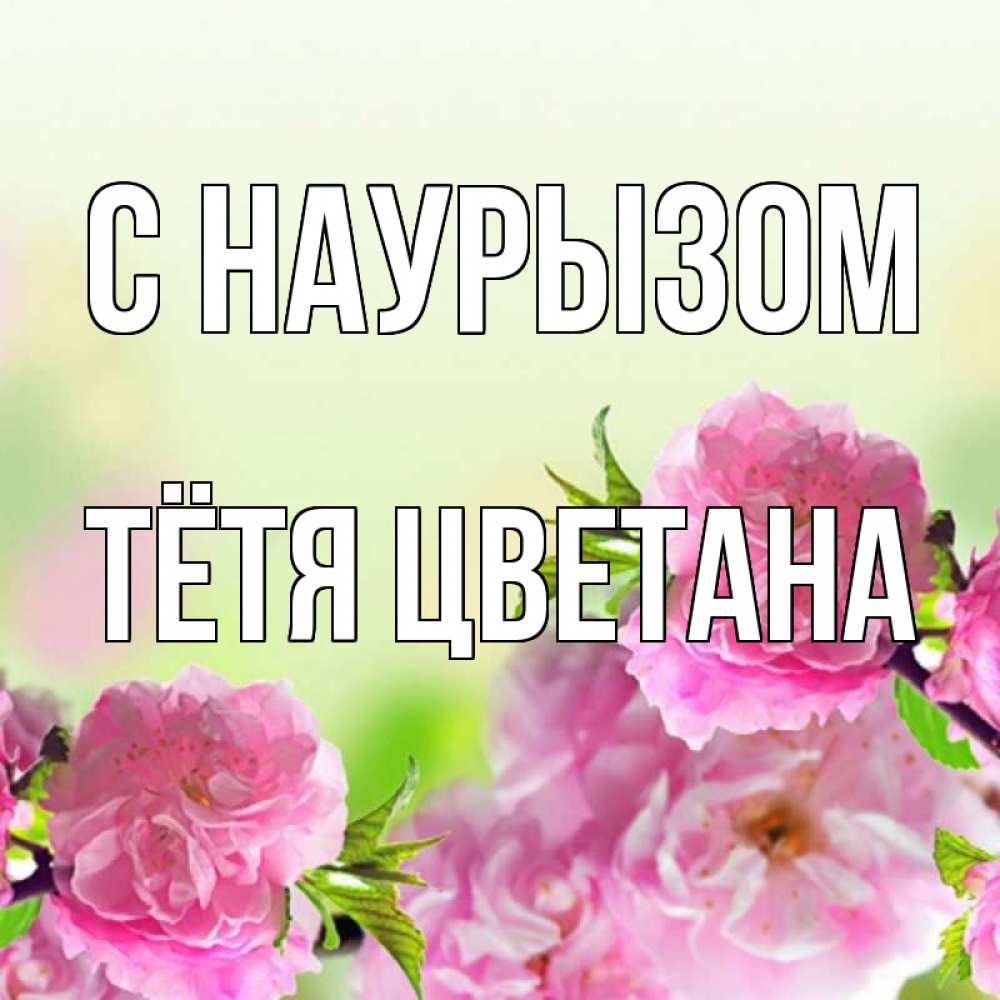 Открытка на каждый день с именем, Тётя-Цветана С наурызом цветы Прикольная открытка с пожеланием онлайн скачать бесплатно 