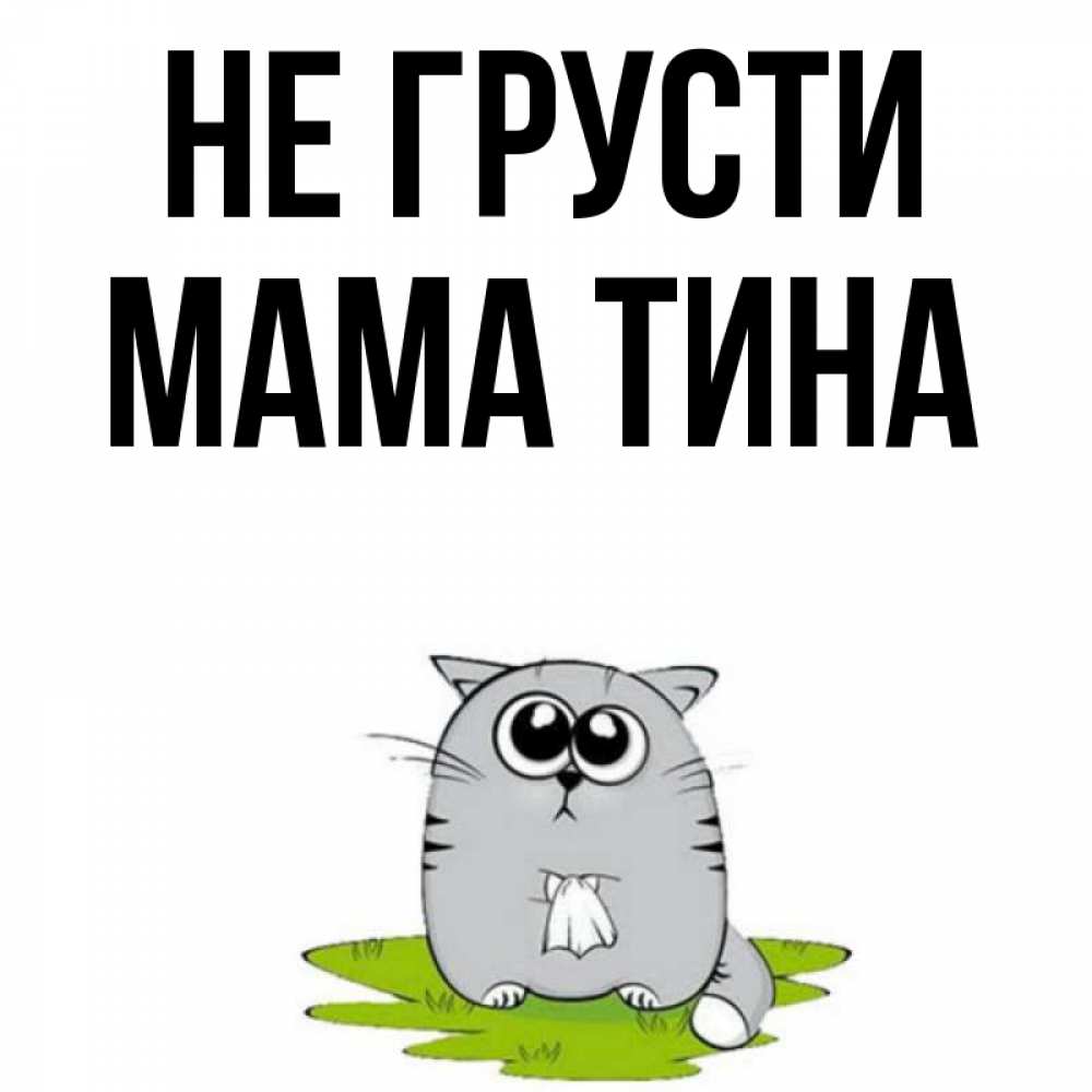 Открытка на каждый день с именем, Мама-Тина Не грусти грустный котяра Прикольная открытка с пожеланием онлайн скачать бесплатно 