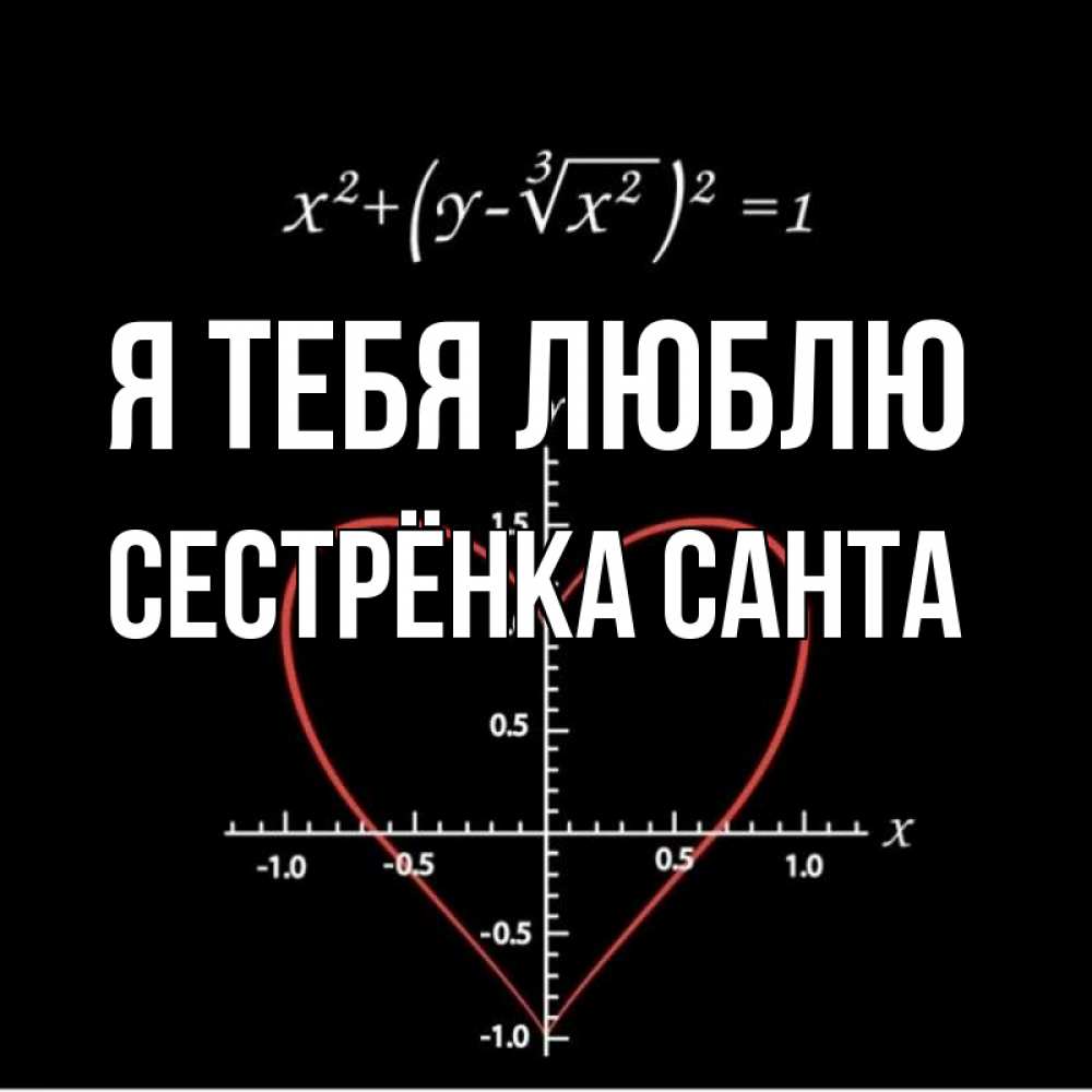 Открытка на каждый день с именем, Сестрёнка-Санта Я тебя люблю сердечная формула Прикольная открытка с пожеланием онлайн скачать бесплатно 