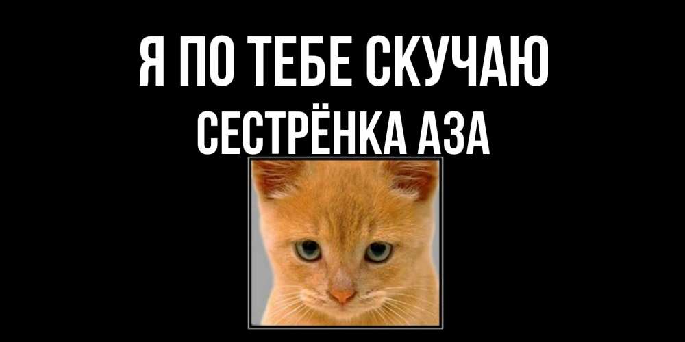 Открытка на каждый день с именем, Сестрёнка-Аза Я по тебе скучаю открытки рыжий котенок скучает по тебе Прикольная открытка с пожеланием онлайн скачать бесплатно 