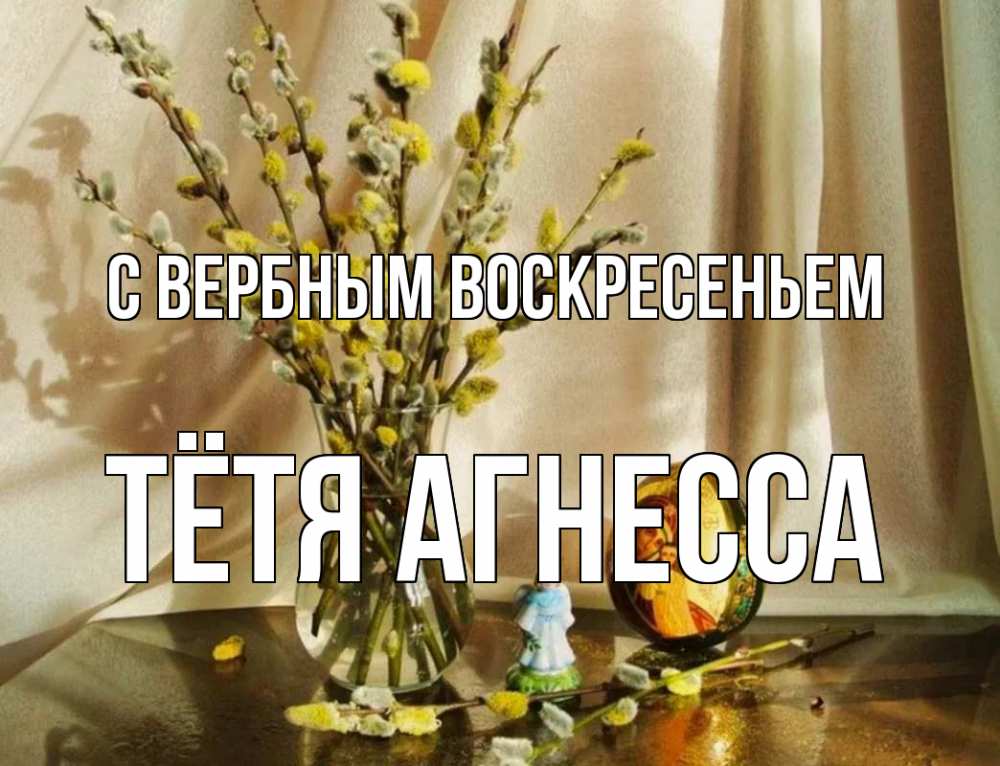 Открытка на каждый день с именем, Тётя-Агнесса С вербным воскресеньем верба 1 Прикольная открытка с пожеланием онлайн скачать бесплатно 