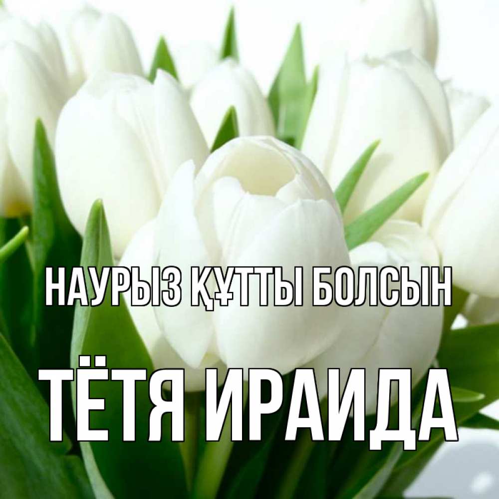 Открытка на каждый день с именем, Тётя-Ираида Наурыз құтты болсын цветы Прикольная открытка с пожеланием онлайн скачать бесплатно 