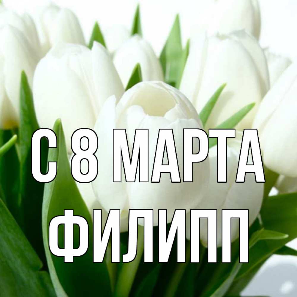 Открытка на каждый день с именем, Филипп С 8 МАРТА цветы Прикольная открытка с пожеланием онлайн скачать бесплатно 