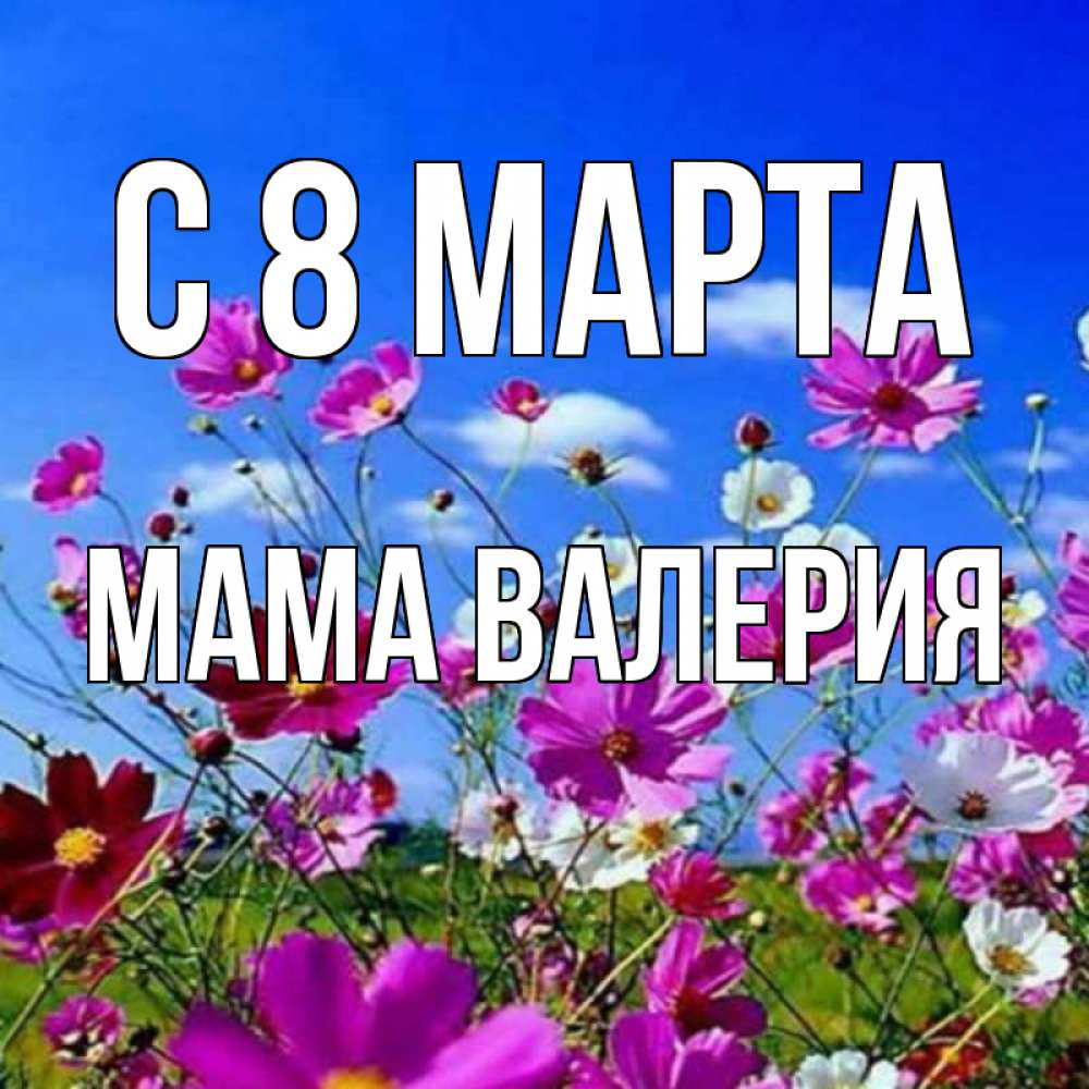 Открытка на каждый день с именем, Мама-Валерия С 8 МАРТА цветы Прикольная открытка с пожеланием онлайн скачать бесплатно 