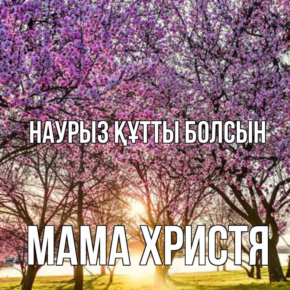 Открытка на каждый день с именем, Мама-Христя Наурыз құтты болсын наурыз Прикольная открытка с пожеланием онлайн скачать бесплатно 