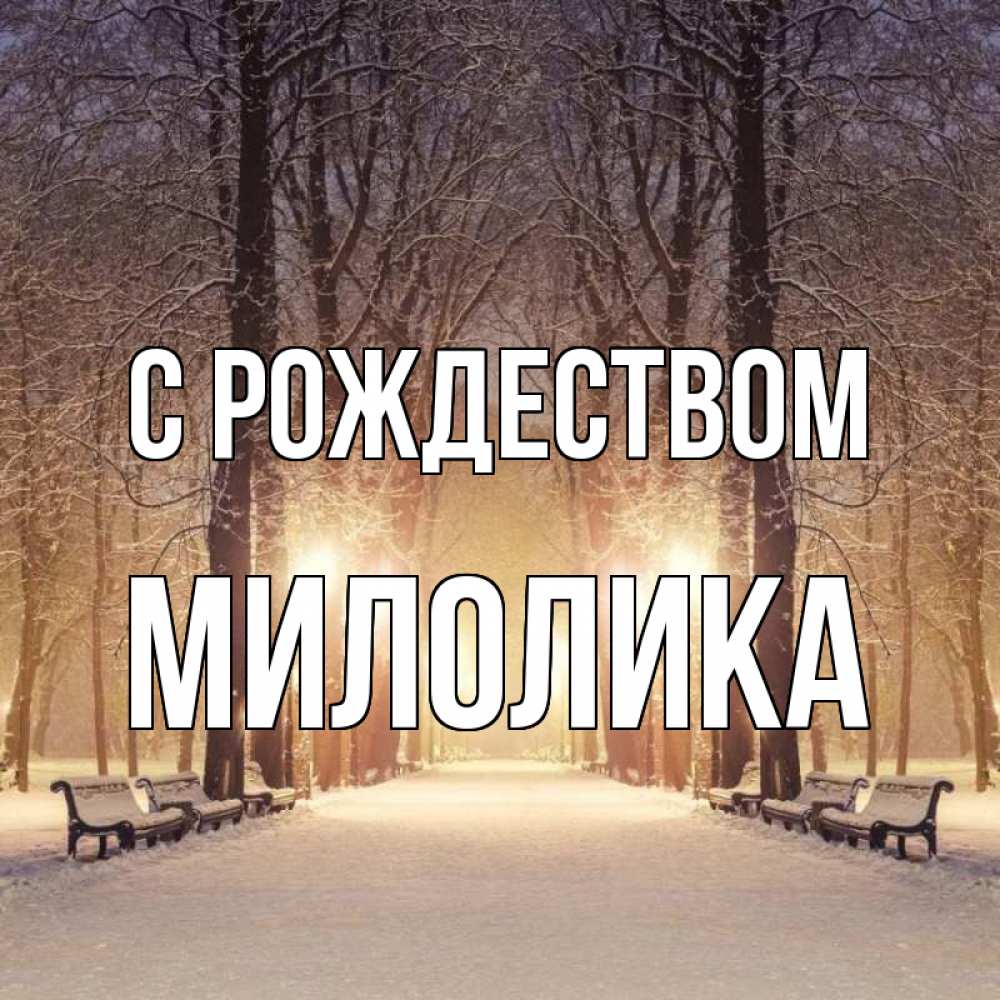 Открытка на каждый день с именем, Милолика С рождеством зима, парк, фонарь, лес Прикольная открытка с пожеланием онлайн скачать бесплатно 