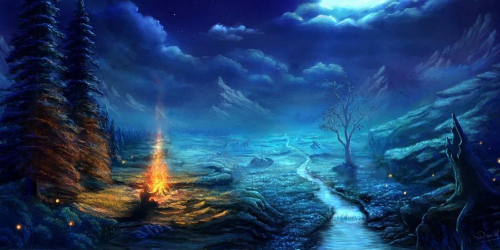 Открытка ночной пейзаж спокойной ночи красивая картинка с подписью Спокойной ночи 