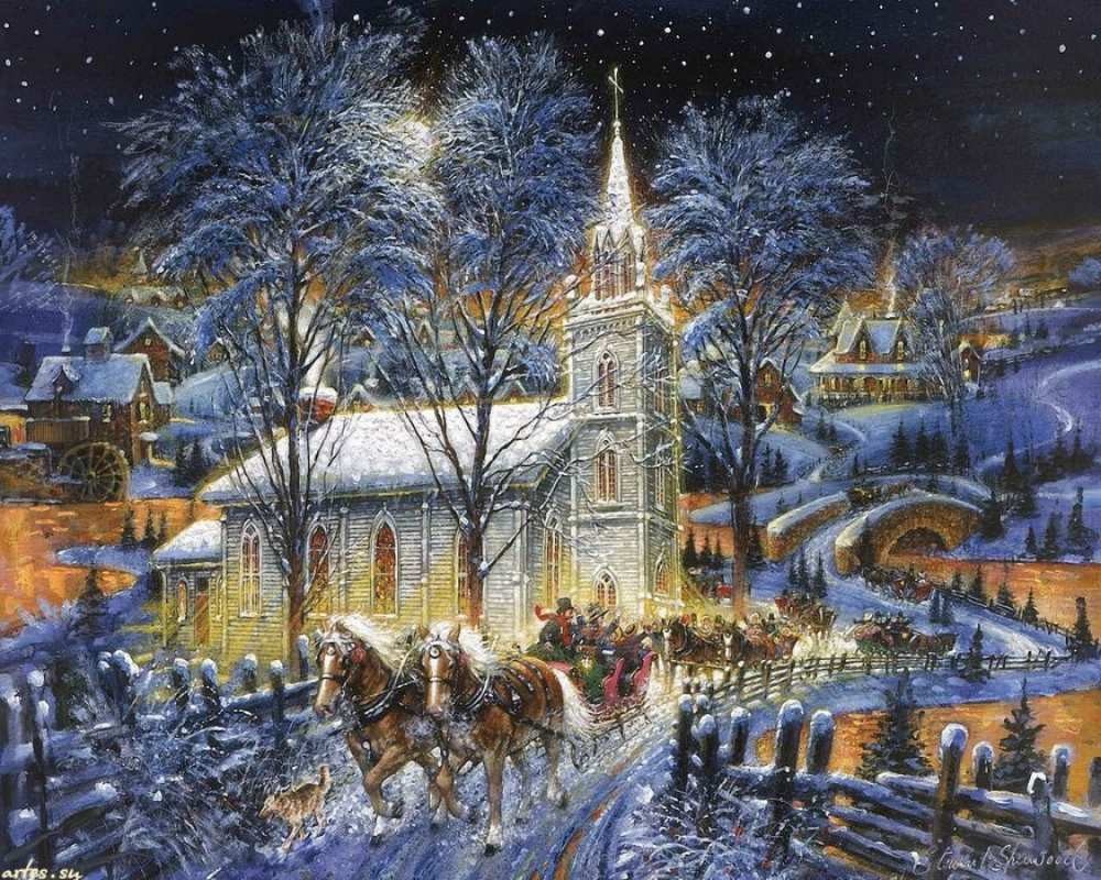 Открытка праздник к нам приходит новый год кони бегут  упряжка лошадей, лошади, новый год  С новым годом 