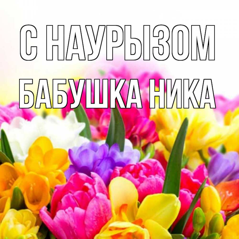 Открытка на каждый день с именем, Бабушка-Ника С наурызом тюльпаны Прикольная открытка с пожеланием онлайн скачать бесплатно 