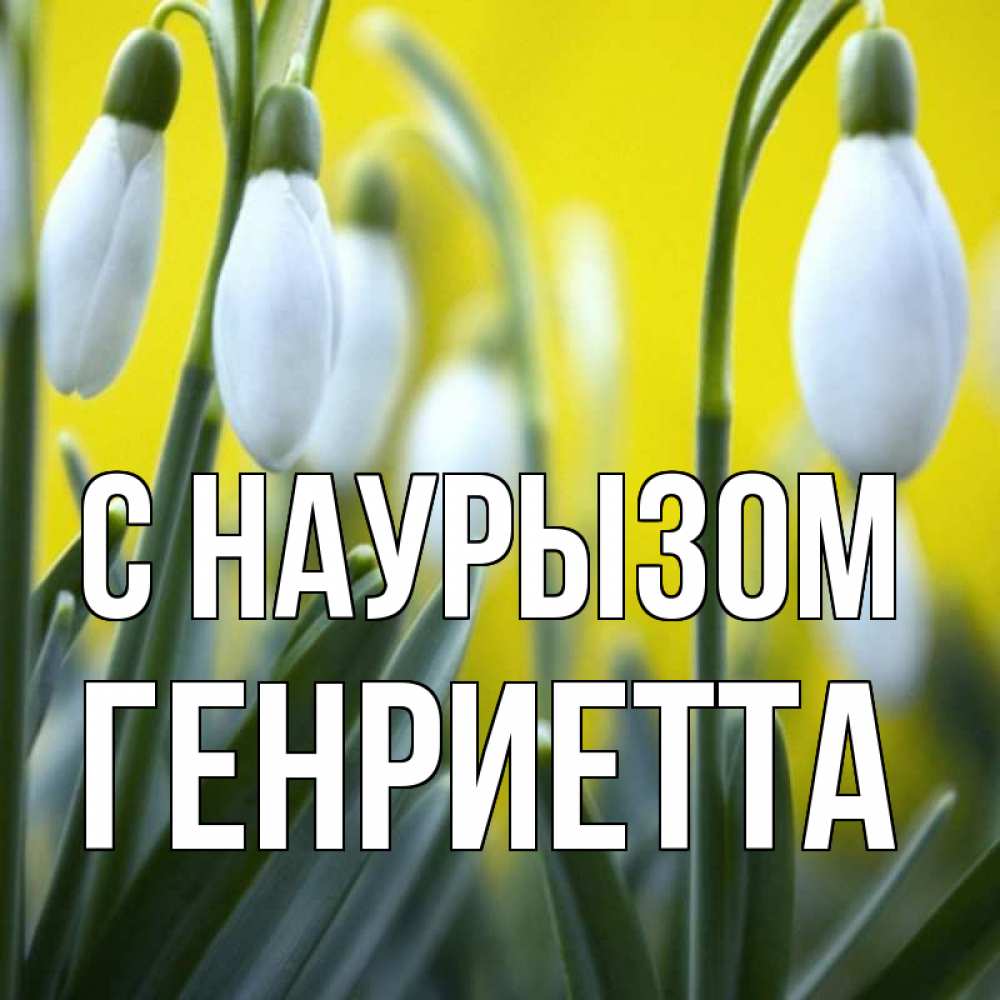 Открытка на каждый день с именем, Генриетта С наурызом весенние цветы Прикольная открытка с пожеланием онлайн скачать бесплатно 
