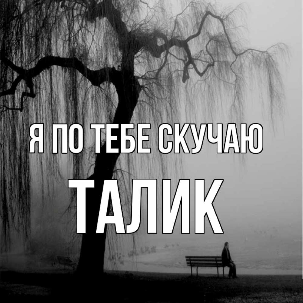 Открытка на каждый день с именем, Талик Я по тебе скучаю лавочка под деревом я жду тебя Прикольная открытка с пожеланием онлайн скачать бесплатно 