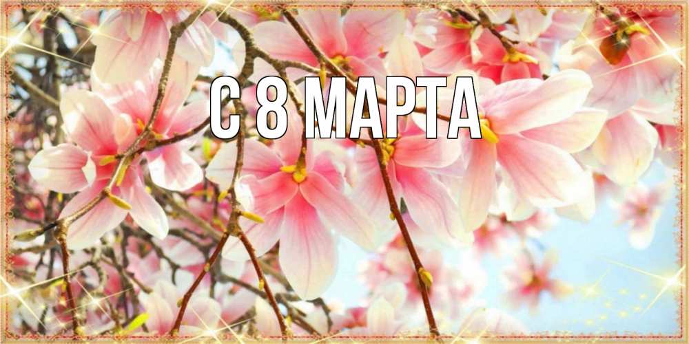 Открытка на каждый день с именем, выберите-имя С 8 МАРТА цветы деревьев на 8 марта Прикольная открытка с пожеланием онлайн скачать бесплатно 