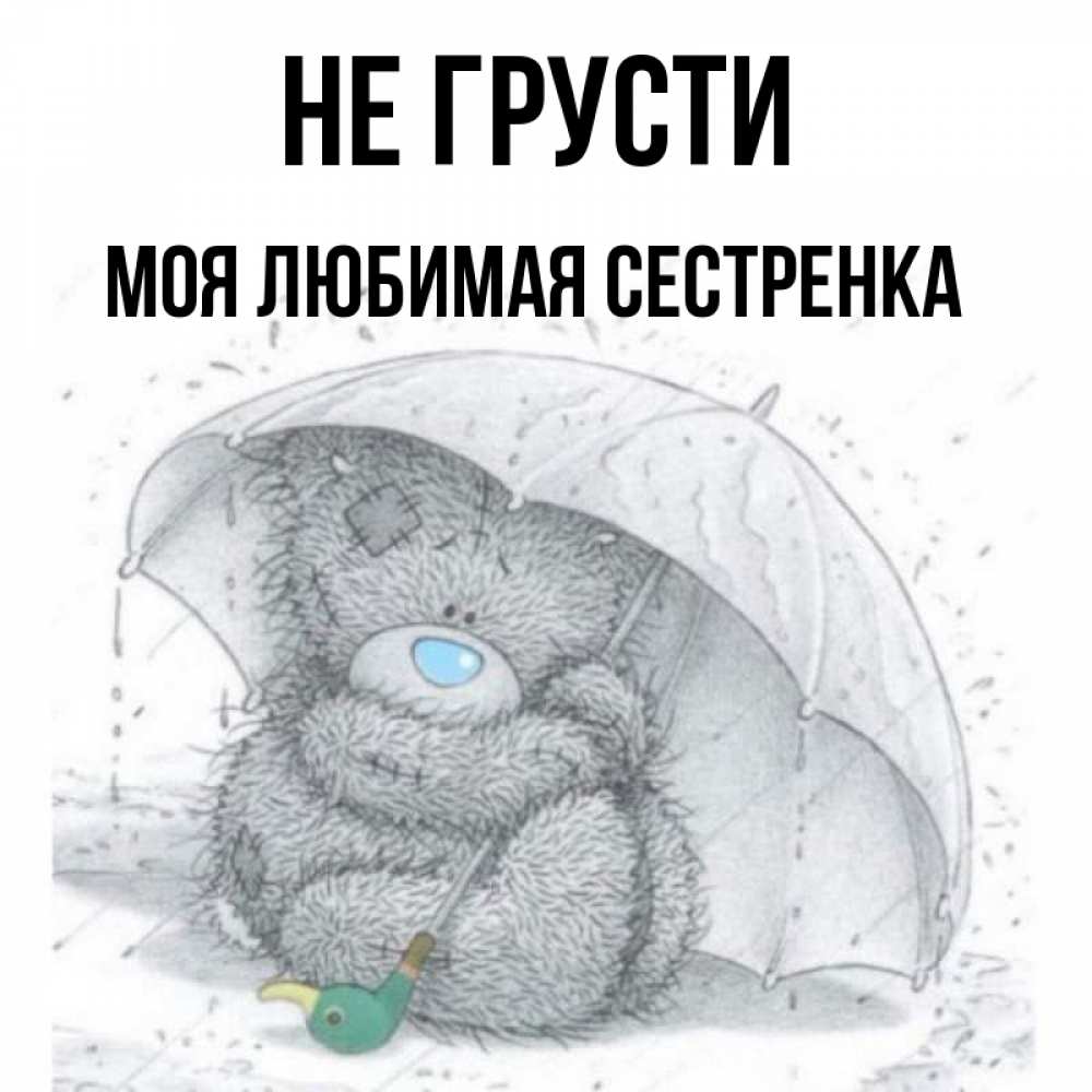 Открытка на каждый день с именем, Моя-любимая-сестренка Не грусти спасите мишку Тедди Прикольная открытка с пожеланием онлайн скачать бесплатно 