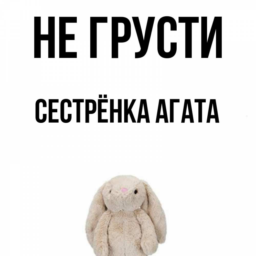 Открытка на каждый день с именем, Сестрёнка-Агата Не грусти детская игрушка зайчика Прикольная открытка с пожеланием онлайн скачать бесплатно 