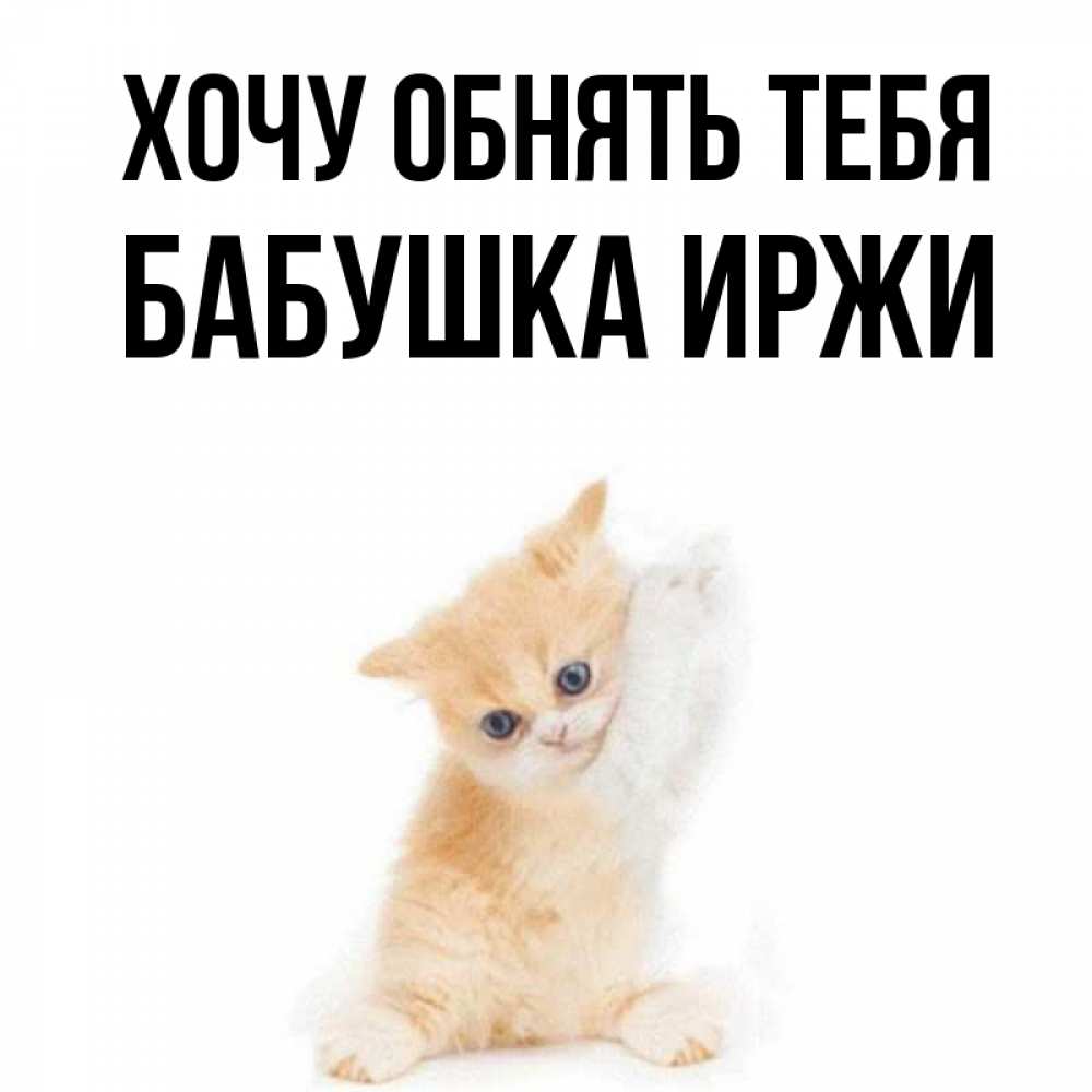 Открытка на каждый день с именем, Бабушка-Иржи Хочу обнять тебя я хочу очень скорее обнимаешек Прикольная открытка с пожеланием онлайн скачать бесплатно 