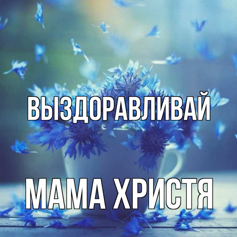 Открытка на каждый день с именем, Мама-Христя Выздоравливай кружка с зельем и цветами Прикольная открытка с пожеланием онлайн скачать бесплатно 
