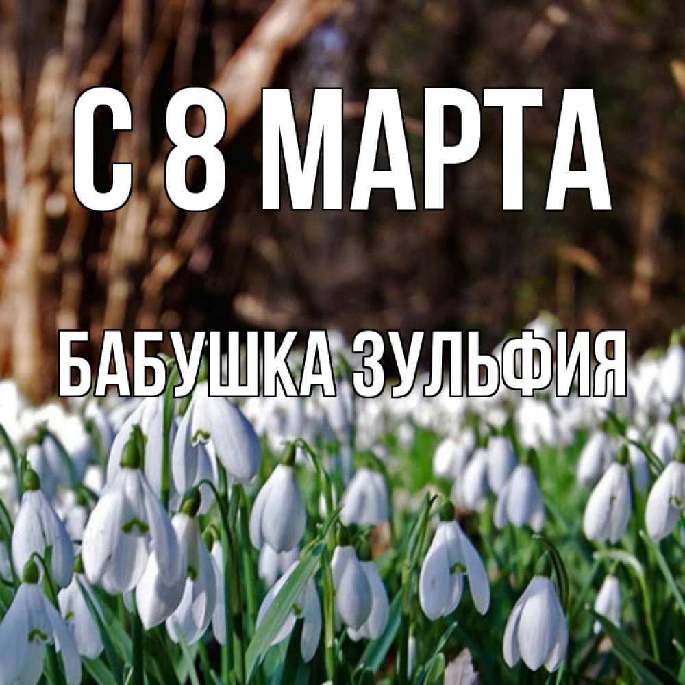 Открытка на каждый день с именем, Бабушка-Зульфия С 8 марта с подснежниками 1 Прикольная открытка с пожеланием онлайн скачать бесплатно 