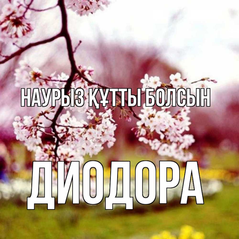 Открытка на каждый день с именем, Диодора Наурыз құтты болсын яблоня Прикольная открытка с пожеланием онлайн скачать бесплатно 
