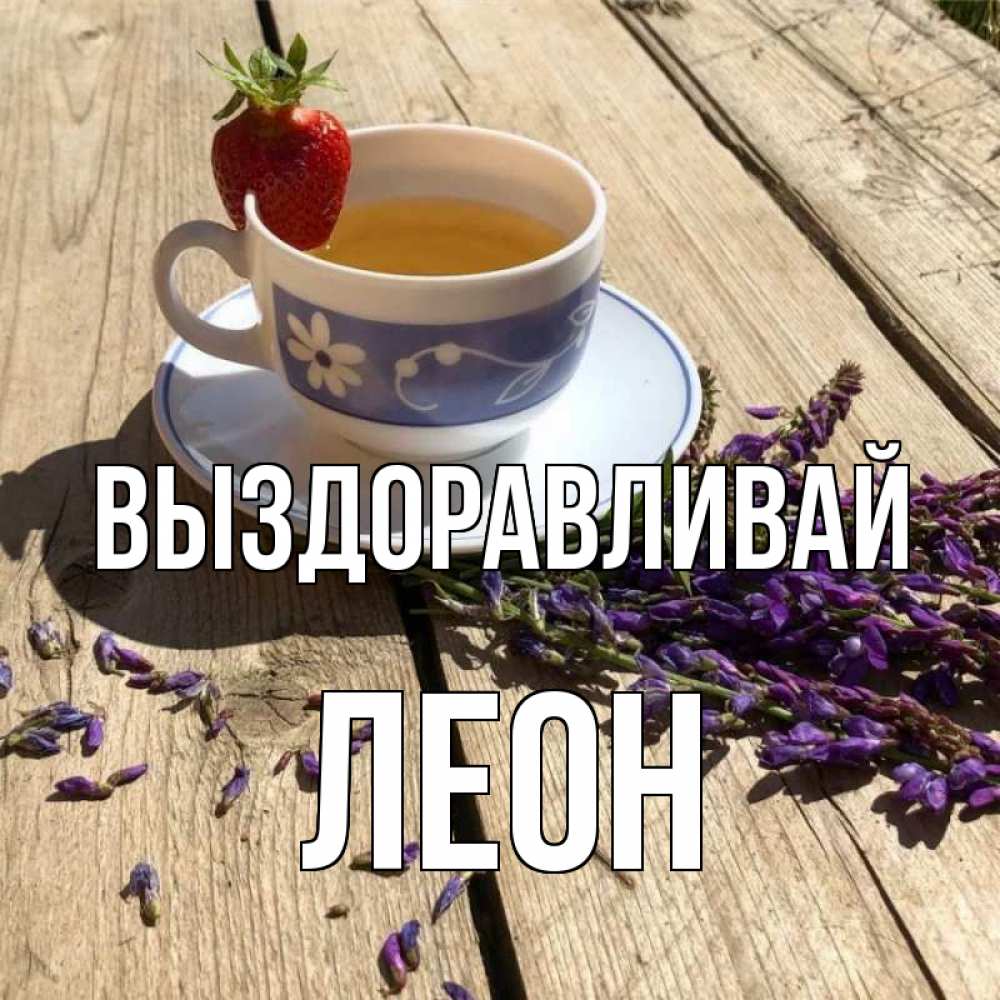 Открытка на каждый день с именем, Леон Выздоравливай чай Прикольная открытка с пожеланием онлайн скачать бесплатно 