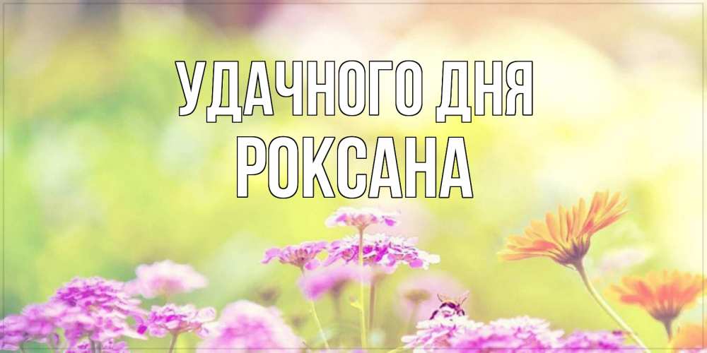 Открытка на каждый день с именем, Роксана Удачного дня красивая открытка с летней темой Прикольная открытка с пожеланием онлайн скачать бесплатно 