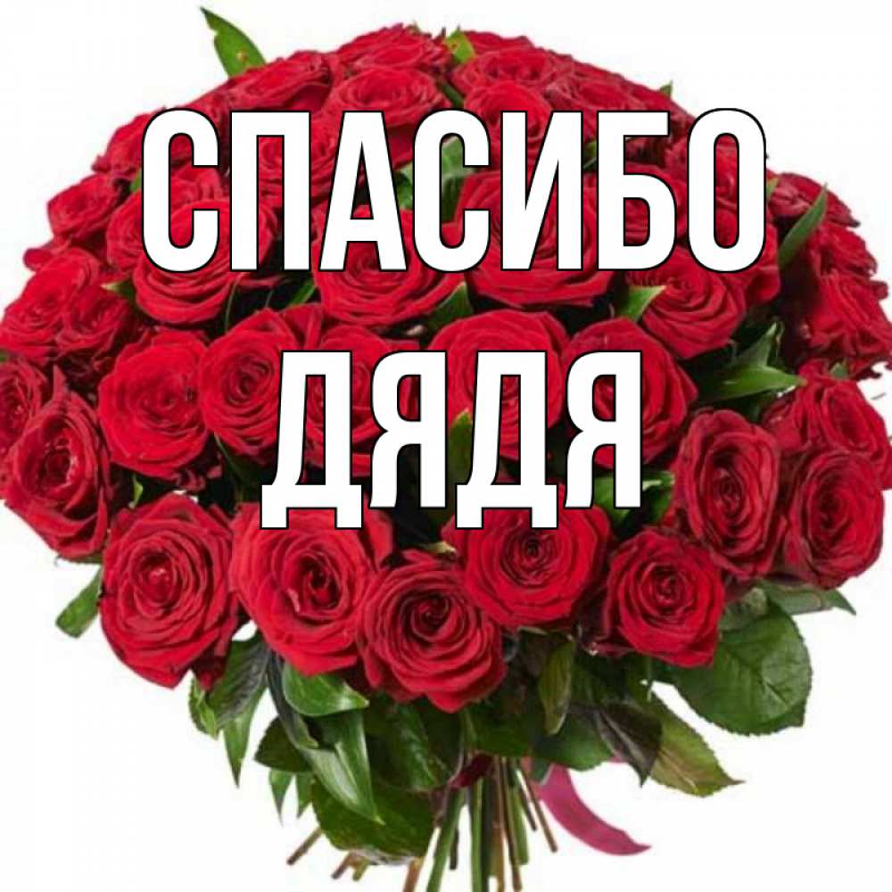 Открытка на каждый день с именем, Дядя Спасибо букет красных роз Прикольная открытка с пожеланием онлайн скачать бесплатно 