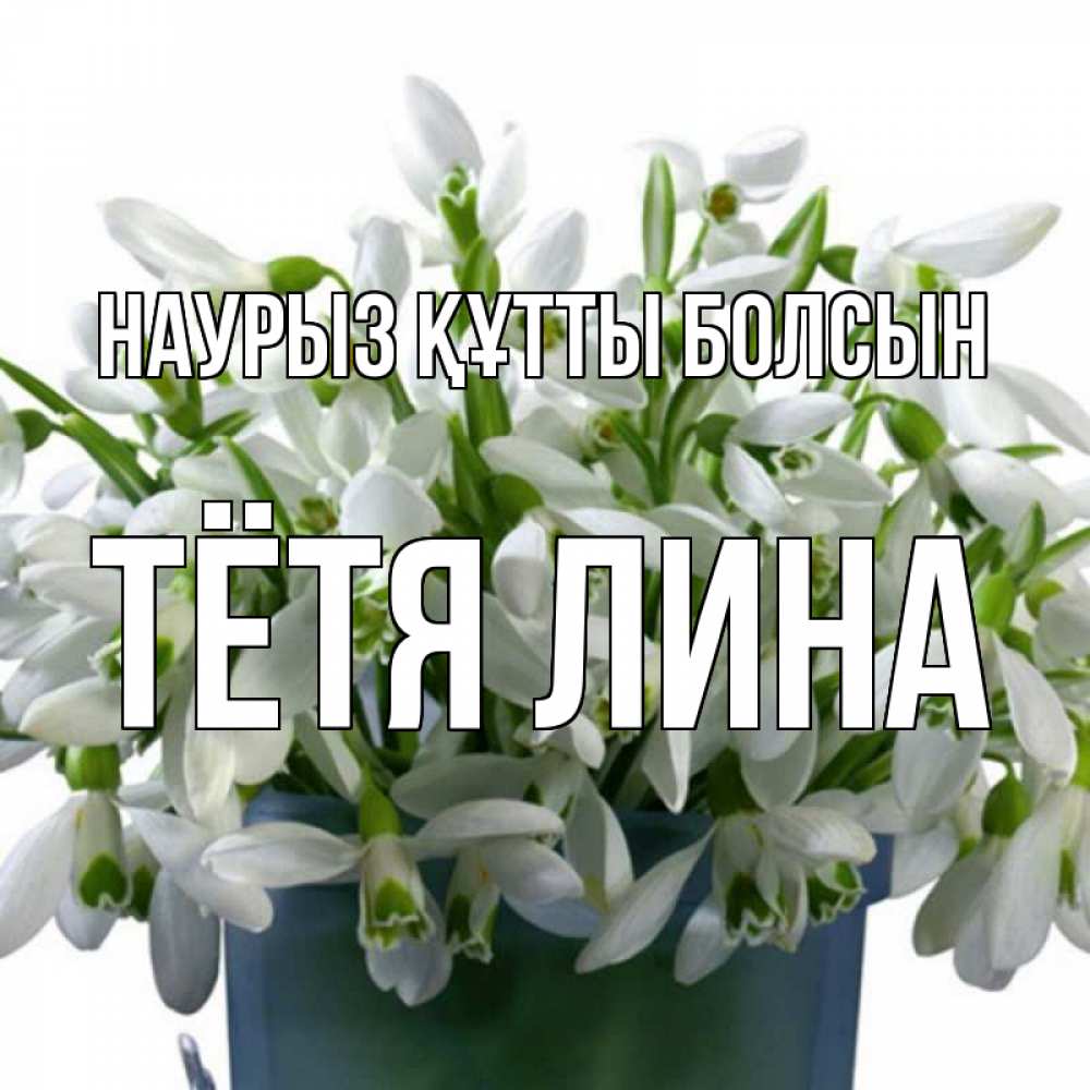 Открытка на каждый день с именем, Тётя-Лина Наурыз құтты болсын цветы к наурызу Прикольная открытка с пожеланием онлайн скачать бесплатно 