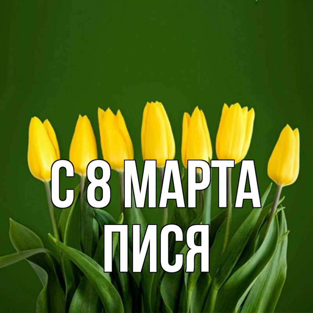 Открытка на каждый день с именем, Пися С 8 МАРТА желтого цвета 3 Прикольная открытка с пожеланием онлайн скачать бесплатно 
