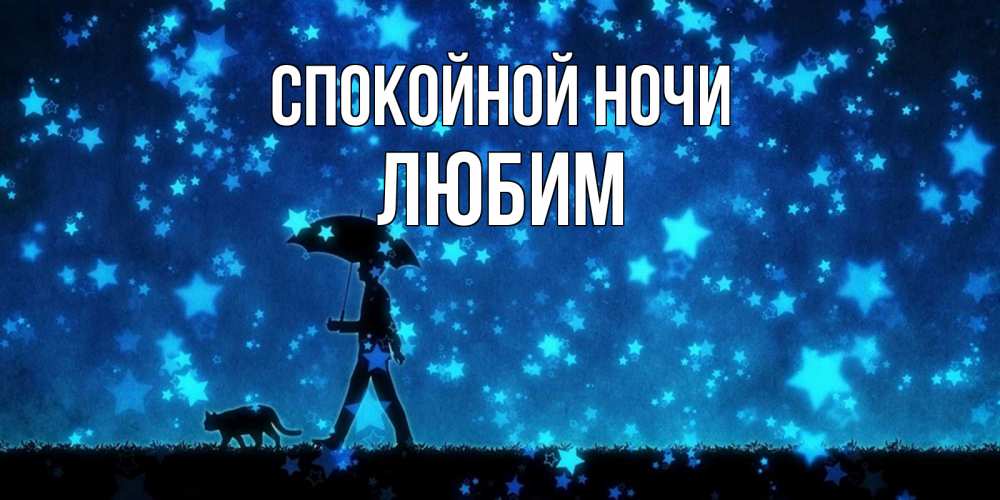 Открытка на каждый день с именем, Любим Спокойной ночи ночные прогулки с котом под звездами Прикольная открытка с пожеланием онлайн скачать бесплатно 