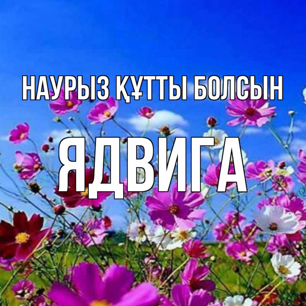 Открытка на каждый день с именем, Ядвига Наурыз құтты болсын цветы Прикольная открытка с пожеланием онлайн скачать бесплатно 