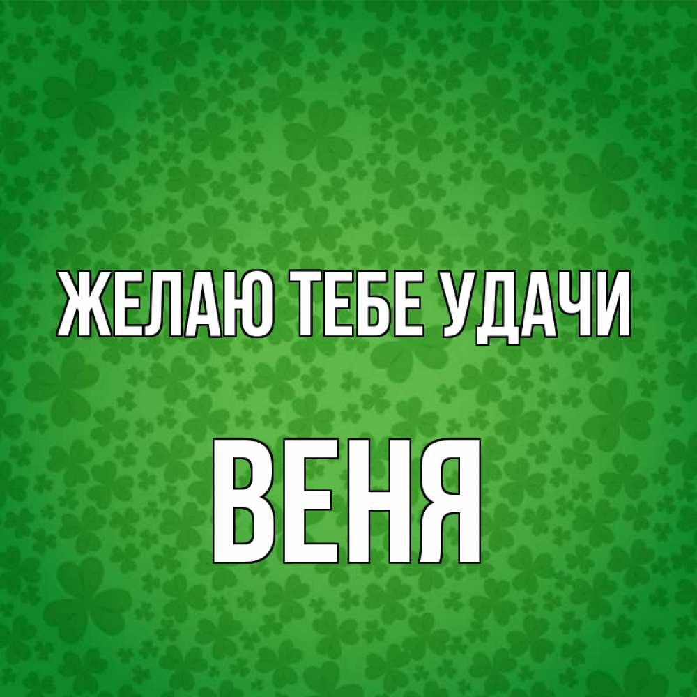 Открытка на каждый день с именем, Веня Желаю тебе удачи много листочков на удачу Прикольная открытка с пожеланием онлайн скачать бесплатно 