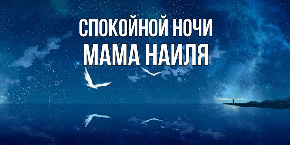 Открытка на каждый день с именем, Мама-Наиля Спокойной ночи птицы летят на фоне ночного неба Прикольная открытка с пожеланием онлайн скачать бесплатно 