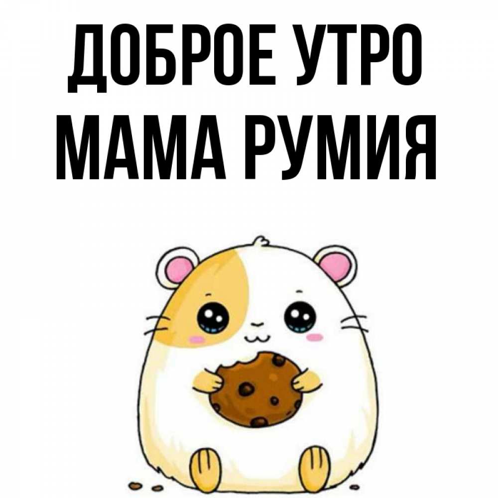 Открытка на каждый день с именем, Мама-Румия Доброе утро есть печеньку. Утречко Прикольная открытка с пожеланием онлайн скачать бесплатно 