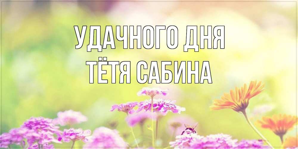 Открытка на каждый день с именем, Тётя-Сабина Удачного дня красивая открытка с летней темой Прикольная открытка с пожеланием онлайн скачать бесплатно 