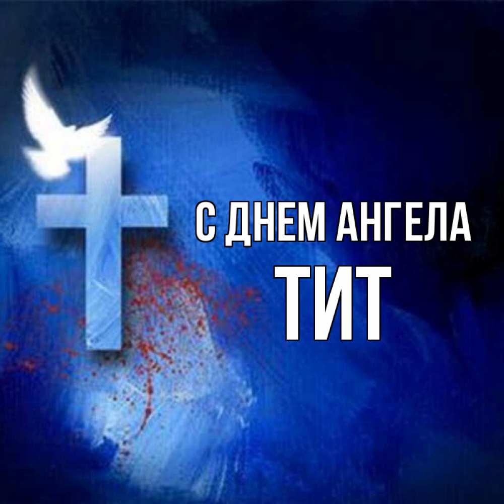 Открытка на каждый день с именем, Тит С днем ангела Синий фон и птица Прикольная открытка с пожеланием онлайн скачать бесплатно 