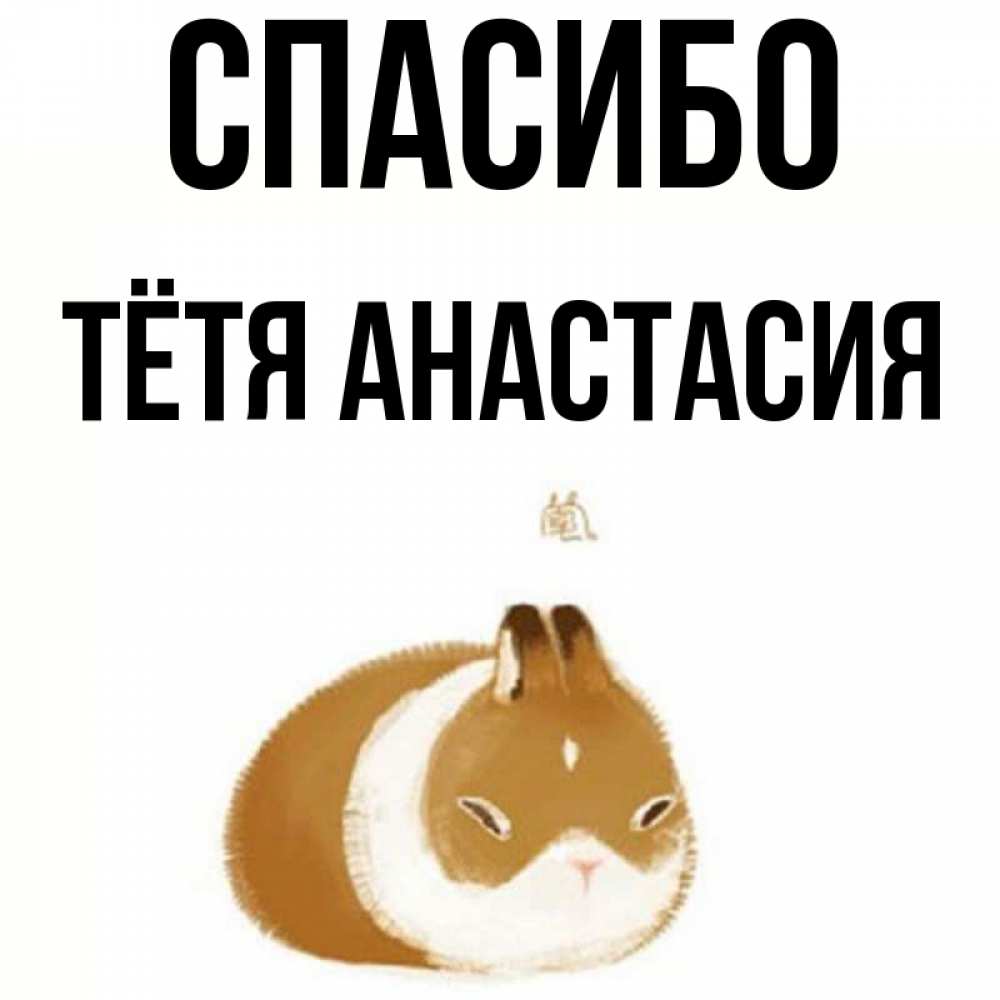 Открытка на каждый день с именем, Тётя-Анастасия Спасибо коричнево белый домашний питомец Прикольная открытка с пожеланием онлайн скачать бесплатно 