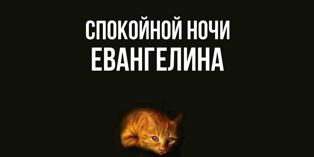 Открытка на каждый день с именем, Евангелина Спокойной ночи кот Прикольная открытка с пожеланием онлайн скачать бесплатно 