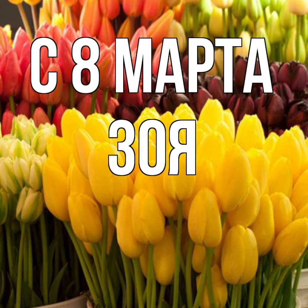 Открытка на каждый день с именем, Зоя С 8 марта цветы Прикольная открытка с пожеланием онлайн скачать бесплатно 