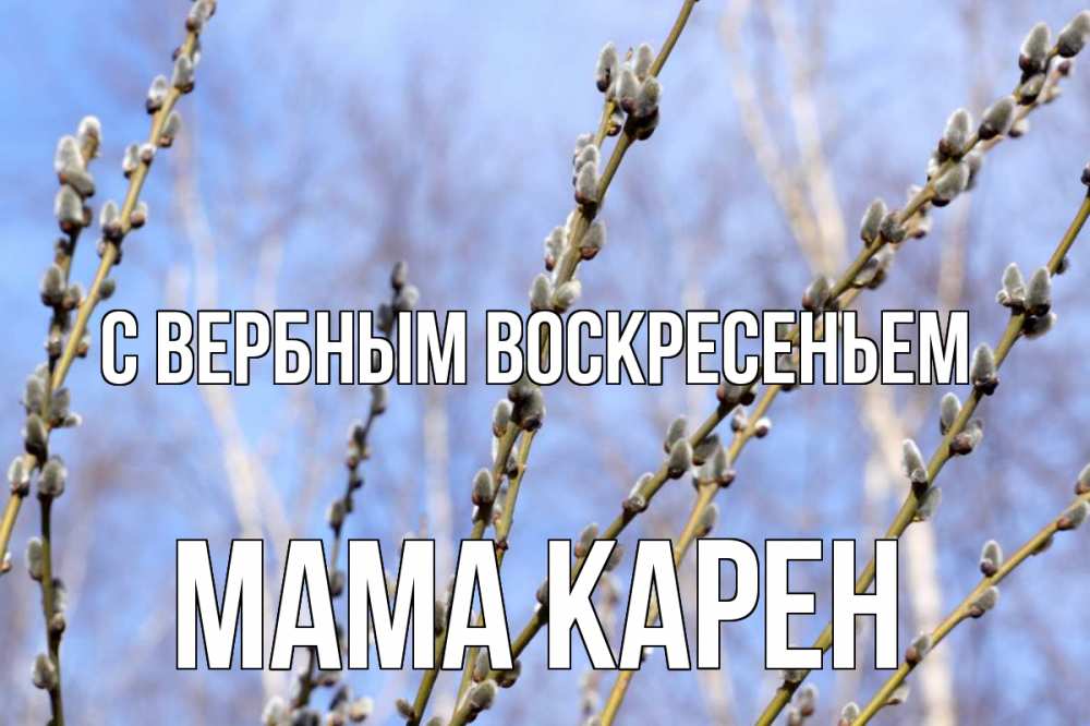 Открытка на каждый день с именем, Мама-Карен С вербным воскресеньем верба Прикольная открытка с пожеланием онлайн скачать бесплатно 