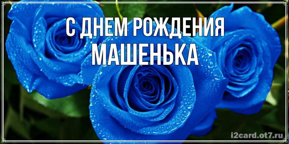 Открытка на каждый день с именем, Машенька С днем рождения розы с синим цветом Прикольная открытка с пожеланием онлайн скачать бесплатно 