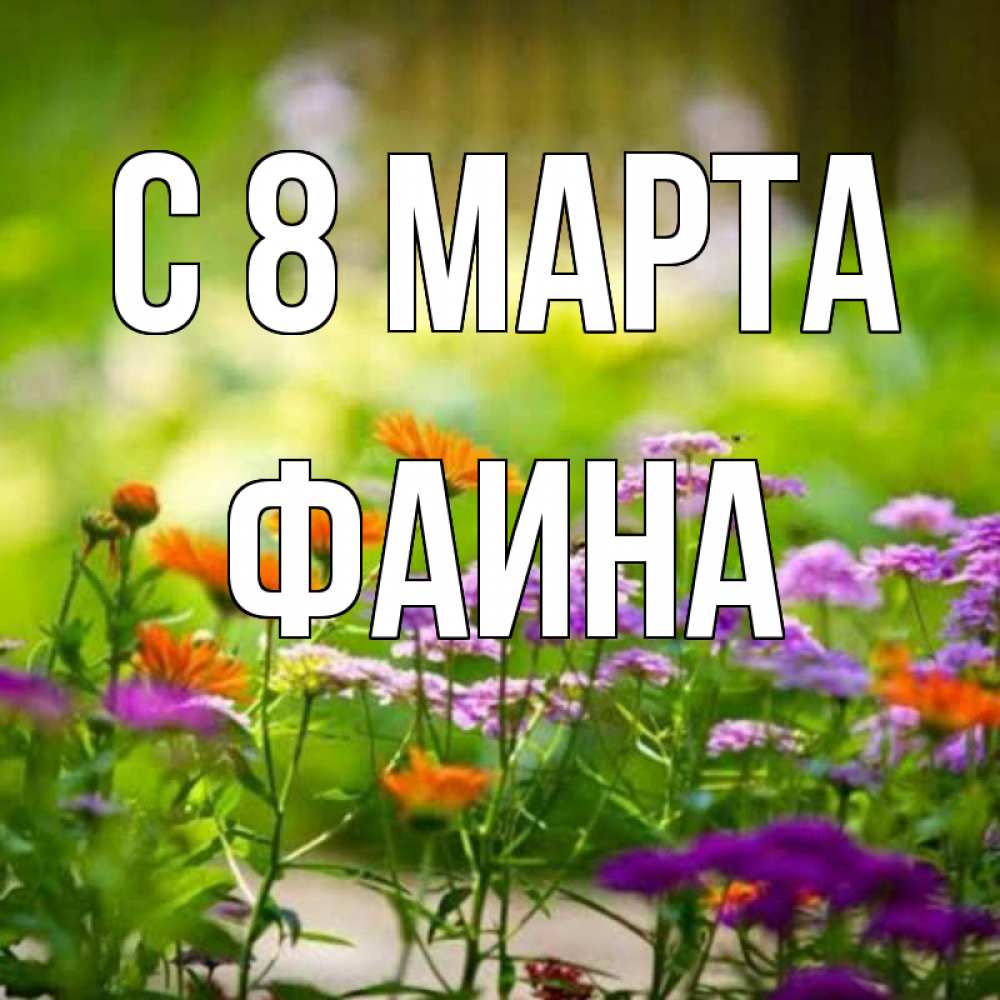 Открытка на каждый день с именем, Фаина С 8 МАРТА цветы Прикольная открытка с пожеланием онлайн скачать бесплатно 