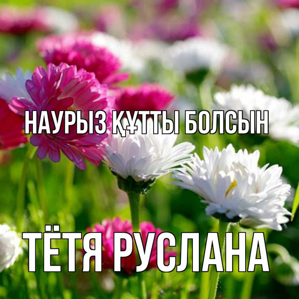 Открытка на каждый день с именем, Тётя-Руслана Наурыз құтты болсын наурыз Прикольная открытка с пожеланием онлайн скачать бесплатно 