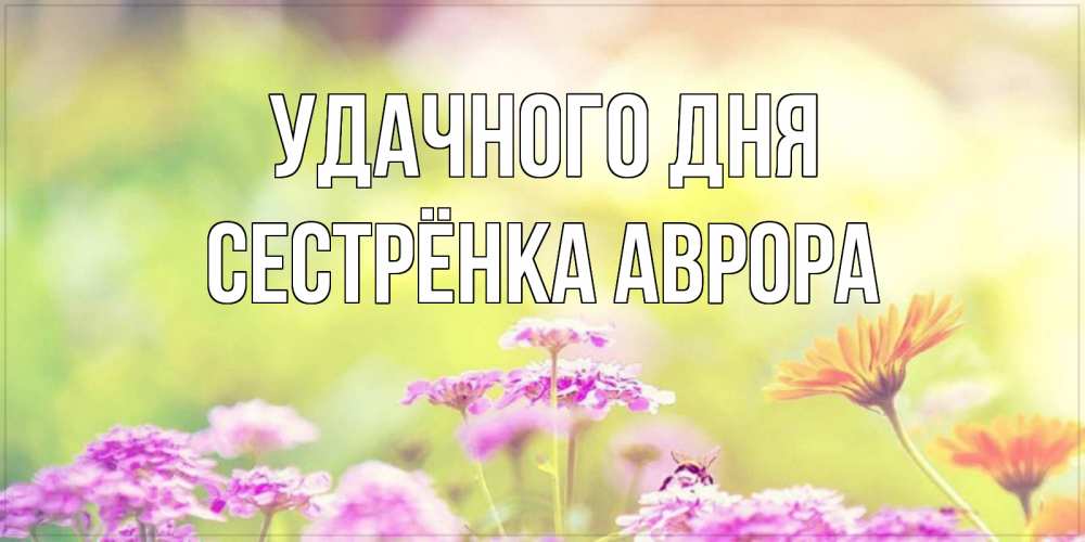 Открытка на каждый день с именем, Сестрёнка-Аврора Удачного дня красивая открытка с летней темой Прикольная открытка с пожеланием онлайн скачать бесплатно 