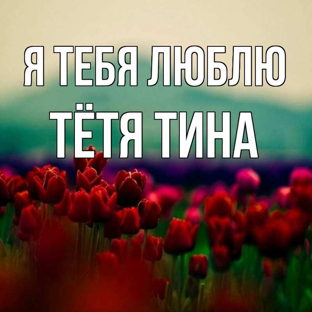 Открытка на каждый день с именем, Тётя-Тина Я тебя люблю тюльпаны 4 Прикольная открытка с пожеланием онлайн скачать бесплатно 