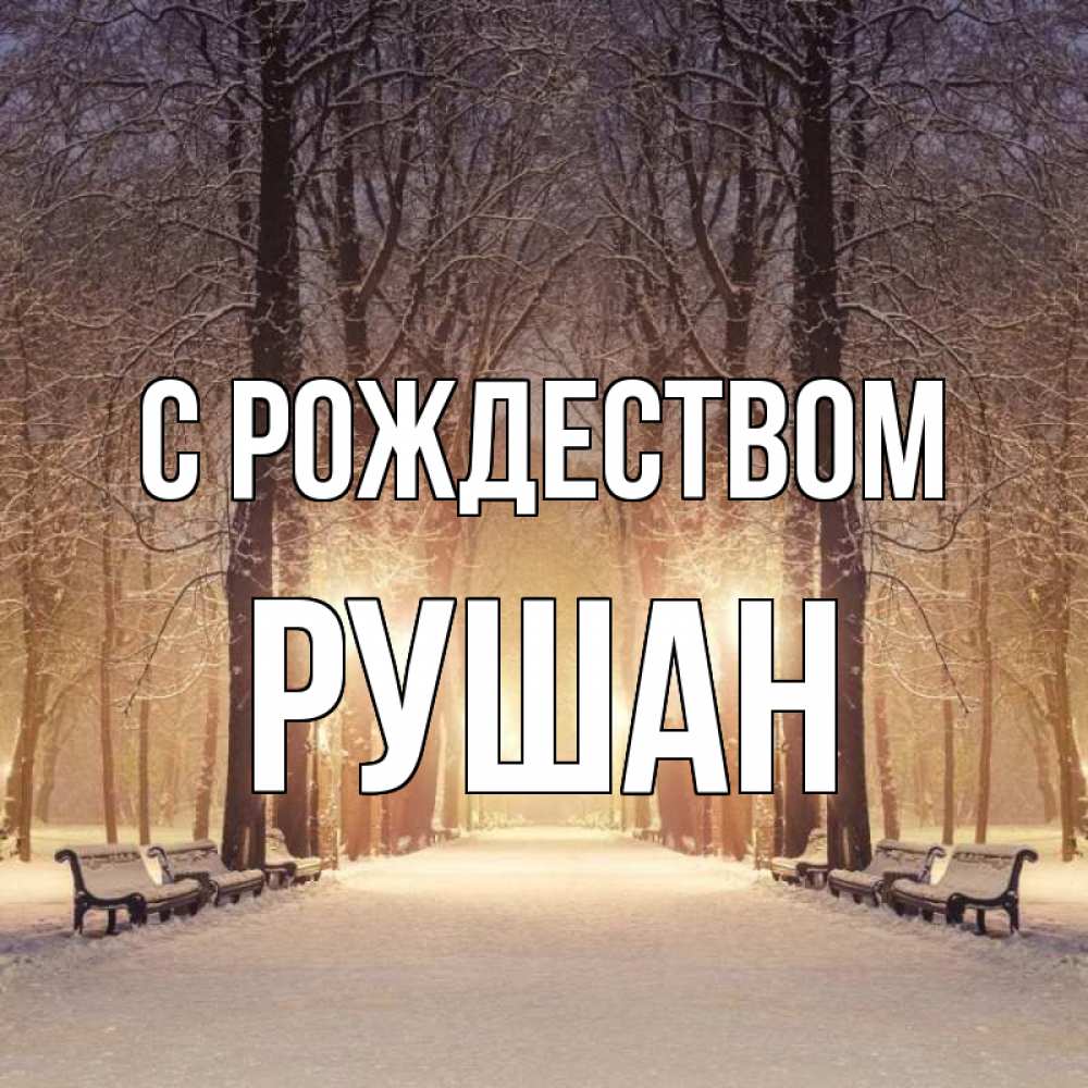 Открытка на каждый день с именем, Рушан С рождеством зима, парк, фонарь, лес Прикольная открытка с пожеланием онлайн скачать бесплатно 